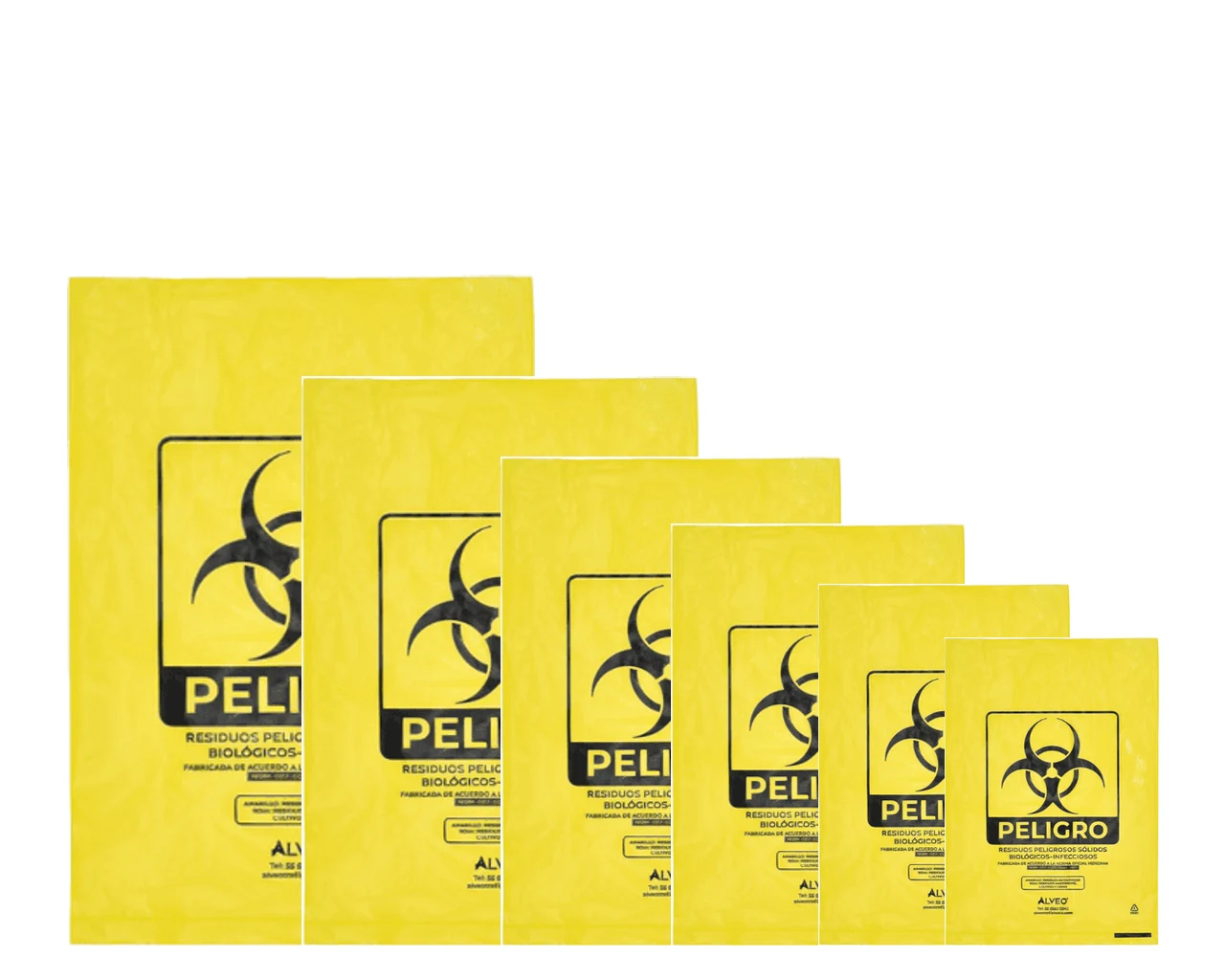 Bolsa polietileno calibre 200 color amarillo regulado para residuos patológicos