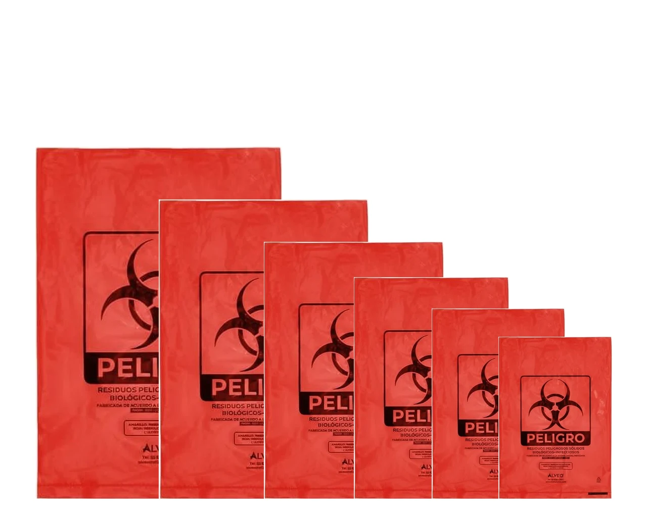 Bolsa polietileno calibre 200 color rojo regulado para residuos no anatómicos y cultivos